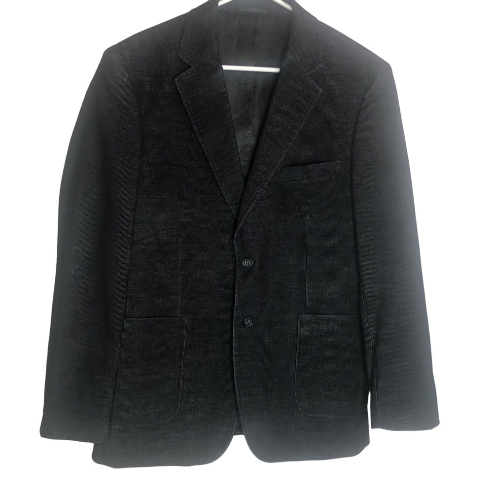 ALAN FLUSSER Black Corduroy Blazer Coat Jacket 2 Button Lined